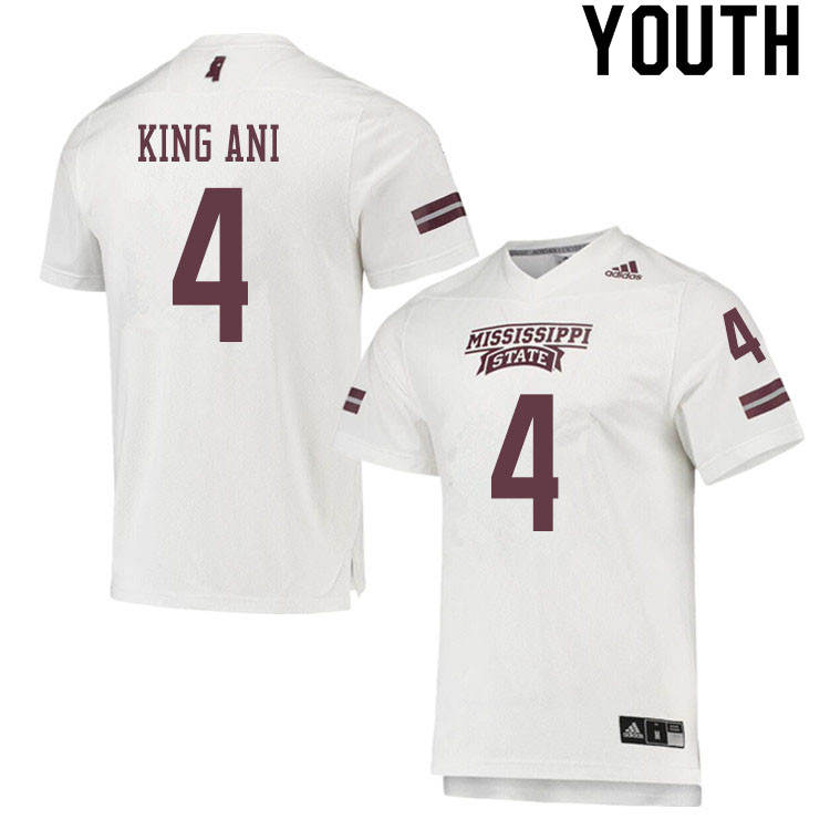 Youth #4 Izuchukwu King Ani Mississippi State Bulldogs College Football Jerseys Sale-White - Click Image to Close